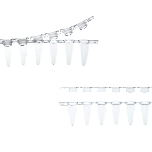 Kashi Scientific PCR 8-Tube Strip, Clear Polypropylene with Flat Caps - 125 Strips/Box (.1mL, Separate Cap) - size: .1mL, style: Separate Flat Cap