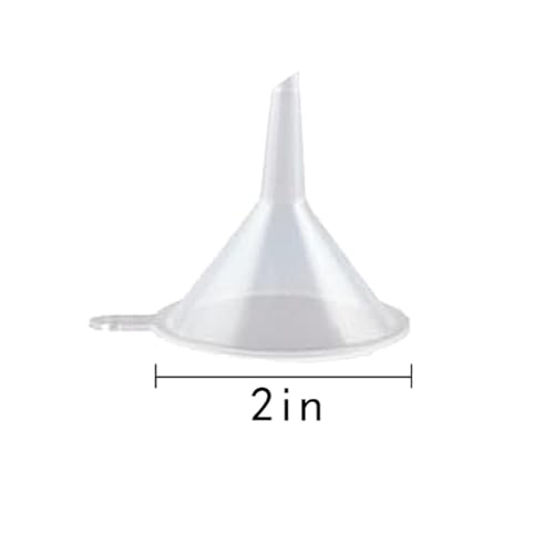 Small Funnel, 2inch Clear Plastic Mini Funnels for Science Lab Bottle Filling Liquid, Essential Oils, Perfume(10 Pack)