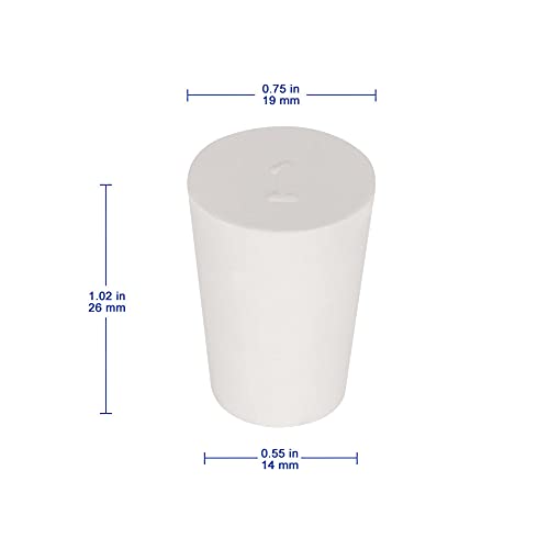 Labasics 10PK 1# Solid Rubber Stoppers - Size: 0.55" Bottle, 0.75" Top, 1.02" Length - White Tapered Lab Seal Rubber Stoppers - size: 1#