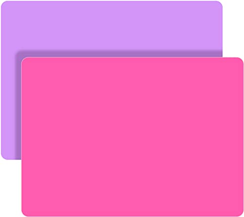 LEOBRO Silicone Mat, Silicone Mats for Crafts, 2pcs Silicone Mat for Jewelry Resin Molds, Silicone Mats for UV Resin Molds, DIY Art Crafts, Hot Pink & Light Purple, 11.69" x 8.26" - color: Light Purple & Rose Red, size: 11.7" x 8.3"