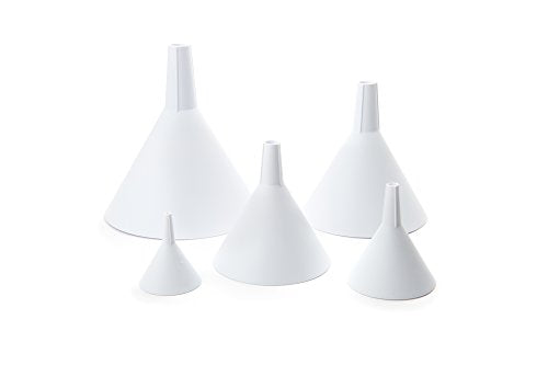 Fox Run All Purpose Plastic Funnel, Set of 5, White, Mini, Small, Medium, Large