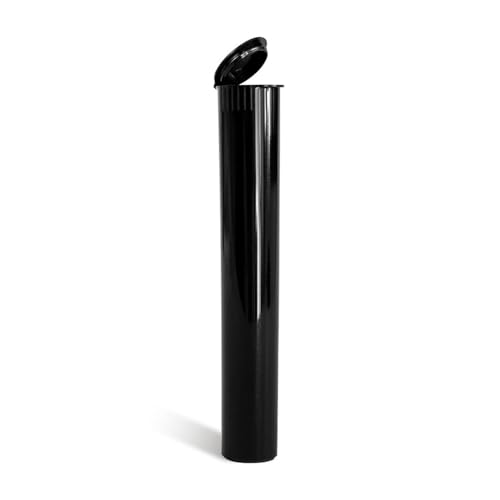 100 Pack 116mm Tubes Black King Size - Plastic Pop Top Tubes with Squeeze Cap - Airtight, Waterpoof and Child Proof Container (100 Count) (Black 116mm 100Pack) - color: Black 116mm 100pack