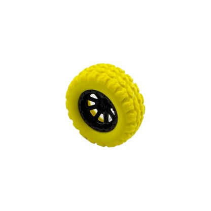 10PCS Toy Wheel Model Car Rubber Tire Wheel with 5PCS Shaft Round Rod Axles for RC Car Truck Robot DIY Model Building Parts (2x36mm Yellow) - style: 2x36mm Yellow