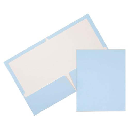 JAM PAPER Laminated Two Pocket Glossy Folders - Baby Blue - 3/Pack - color: Baby Blue, size: Pack of 3 Folders