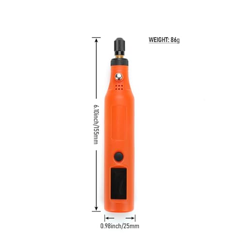 Miniature Electric Engraving Pen, Cordless Rotary Tool, Low Noise 60dB, Wood Carving and Cutting, Spindle Lock Chuck (3DXSP HEISE) - color: Black