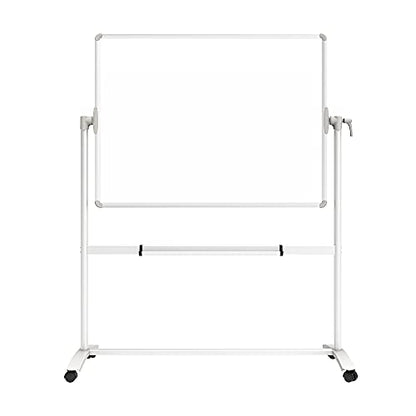 VIZ-PRO Double-Sided Magnetic Mobile Whiteboard on Wheels, 48 x 36 Inches