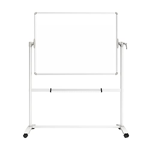 VIZ-PRO Double-Sided Magnetic Mobile Whiteboard on Wheels, 48 x 36 Inches