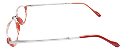 Calabria 309 Compact Folding Reading Glasses Mens Womend Trendy Semi-Rimless Foldable Pocket Readers Eyeglasses w/Hard Case - color: Cherry