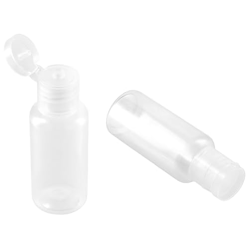 PINGEUI 100 Pack 1oz/30ml Clear Plastic Empty Bottles, Travel Size Bottles with Flip Cap, Refillable Travels Bottles for Travel or Daily Use