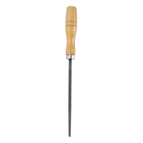 HARFINGTON 6" Round Medium Cut File Double Cut Teeth Medium Metal File High Carbon Steel T12 with Wood Handle for Metal Wood Finishing Roughing, Grey/Yellow - size: 6", style: Medium Cut