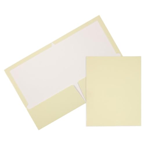 JAM PAPER Laminated Two Pocket Glossy Folders - Ivory - 3/Pack - color: Ivory, size: Pack of 3 Folders