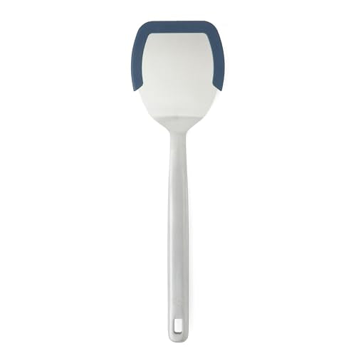 Calphalon Prime Solid Turner, Cooking Spatula, Kitchen Spatula, Stainless Steel Turner with Heat Resistant Silicone Rim for Nonstick Cookware, Durable and Comfortable Kitchen Utensil (Navy) - color: Navy Blue II, size: Turner