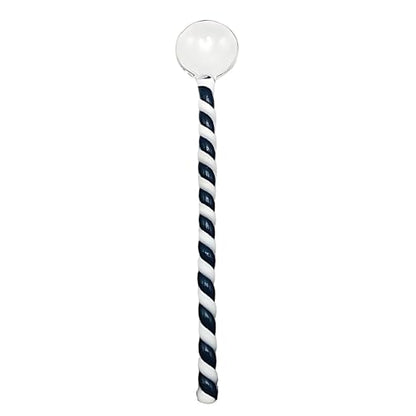 Glass Coffee Stirring Spoons 6.7 Inch Clear Crystal Cocktail Mixing Spoon Candy Color Teaspoons Ice Cream Jam Yogurt Swizzle Stick Stirrer for Bar Cafe Party Banquet (Blue White) - color: Blue White