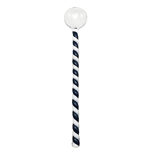Glass Coffee Stirring Spoons 6.7 Inch Clear Crystal Cocktail Mixing Spoon Candy Color Teaspoons Ice Cream Jam Yogurt Swizzle Stick Stirrer for Bar Cafe Party Banquet (Blue White) - color: Blue White