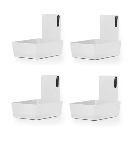 4/Pk Dental Lab Pan Medium Plastic Dental Medical Pro Lab Working Pan with Stainless Steel Clip (White) - color: White