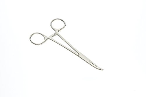 SE 5.5-Inch Stainless Steel Curved Forceps - Self-Locking, Serrated Tip for Precision Grip and Clamping - Perfect for Crafting, Fishing Tasks, Jewelry Making, and More! - - size: 5-1/2", style: Curved