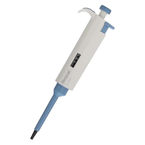 stonylab 10-100 μL Single Channel Adjustable Volume Pipette with Ejector, Ergonomic Design, for Laboratory Precise Liquid Handling - size: 10-100 μL