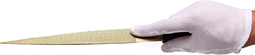 Wood File, Needle File Set Wood Files for Wood Working Wood Rasp Files Tools Golden Tapered Wood Rasp Bastard File with Rubber Handle in Gift Bag for Carving 2 Pack (6 * 8 inch)