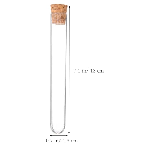 iplusmile 15 pcs Glass Test Tubes with Wood Cork Round Bottom 7.08 in - size: 18X180mm