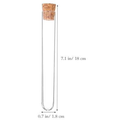 iplusmile 15 pcs Glass Test Tubes with Wood Cork Round Bottom 7.08 in - size: 18X180mm