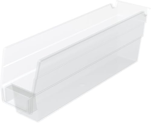 Akro-Mils 30110 Heavy Duty Plastic Shelf Bins, 12"x 3"x 4", Clear, 24-Pack - color: Clear