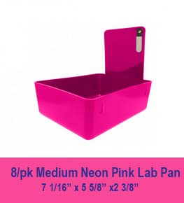 8/Pk Medium Medical Pro Lab Pan Dental Working Lab Pan Plastic with Stainless Steel Clip (Neon Pink) - color: Neon Pink