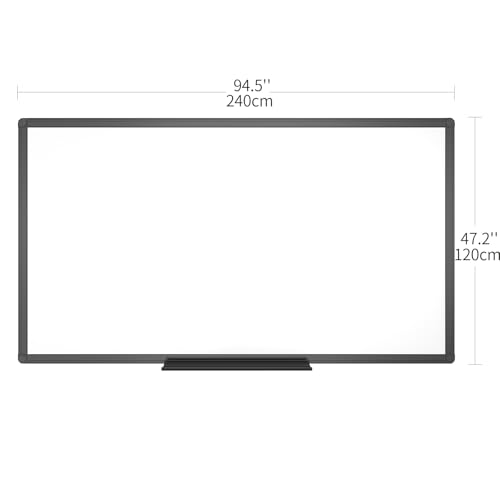 VIZ-PRO Magnetic Dry Erase Board, 96 x 48 Inches, Black Aluminium Frame - size: 96 x 48 inches