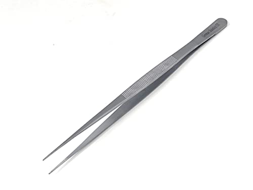 Stainless Steel High Precision Forceps with Fine Strong Straight Serrated Point to use Engineer Labware for Scientific Use, (8 Inch) - size: 8 Inch
