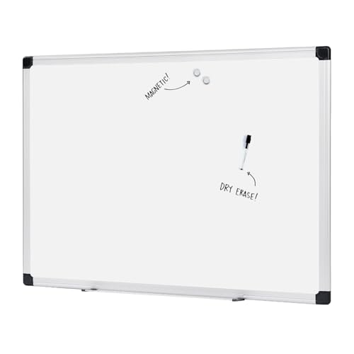 Amazon Basics Magnetic Dry Erase Whiteboard, 36 x 48-inch, Aluminum Frame, Silver/White, Easy to Install - color: Silver/White, size: 36 x 48-inch