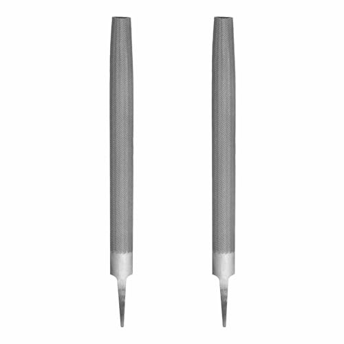 HARFINGTON 2pcs 14" Half Round Medium Cut File Double Cut Teeth Bastard Metal File High Carbon Steel T12 without Handle for Metal Wood Tool Sharpener, Gray - size: 14"