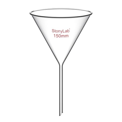 stonylab 1-Pack Glass Funnel, Heavy Wall Borosilicate Glass Funnel, 150mm Diameter and 140mm Stem Length - size: 150mm Diameter and 140mm Stem