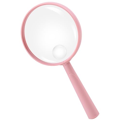 Feosky Handheld Reading Magnifier, 10X Magnifier,75mm Shatterproof Lens, Adults Close Work Non-Slip Handle for Seniors Reading and Nature Exploration (Pink) - color: Pink, size: 75mm