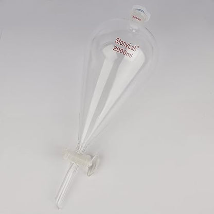stonylab Separatory Funnel with Glass Stopcock Valve, Borosilicate Glass 24/29 Joint Funnel for Laboratory Accurate Liquid Separation, 2000 ml