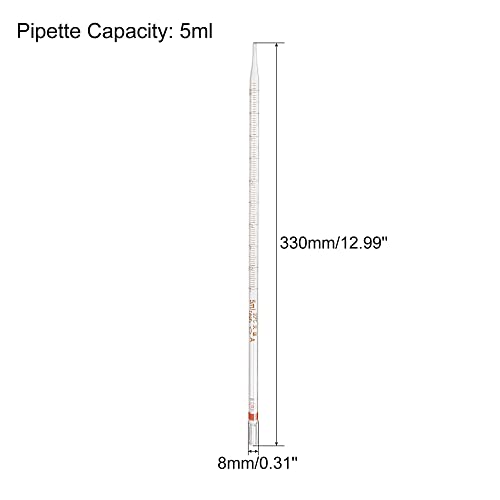 PATIKIL Graduated Dropper Pipettes, 4 Pcs 5ml Reusable Borosilicate Glass Pipette for Transfer Liquid for Laboratory, Chemistry, Clear - size: 5ml