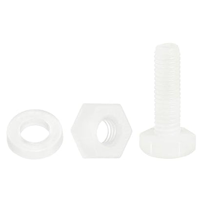 uxcell 300 Pcs/100 Sets Nylon Hex Bolts, M3 x 10mm Plastic Full Threaded Hex Head Screws Bolts and Nuts with Flat Washers for Machinery Electronics Industrial Accessories, White - size: M3 x 10mm