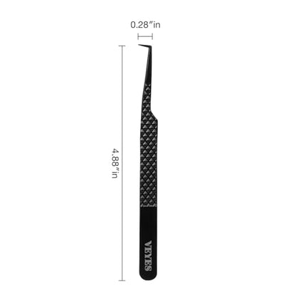 VEYES INC Lash Tweezers for Eyelash Extensions,Fiber Tip Tweezers for Individual Classic and Volume Lash,Stainless Steel Lash Tweezers-Slim 90 Degree - style: Noir N1