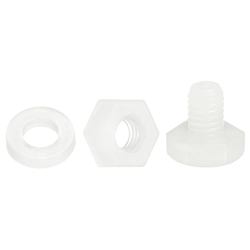 uxcell 300 Pcs/100 Sets Nylon Hex Bolts, M3 x 4mm Plastic Full Threaded Hex Head Screws Bolts and Nuts with Flat Washers for Machinery Electronics Industrial Accessories, White - size: M3 x 4mm