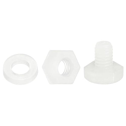 uxcell 300 Pcs/100 Sets Nylon Hex Bolts, M3 x 4mm Plastic Full Threaded Hex Head Screws Bolts and Nuts with Flat Washers for Machinery Electronics Industrial Accessories, White - size: M3 x 4mm