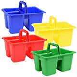 Back to School Elementary Middle High Junior School Classroom Teacher Supplies Colorful Plastic with Handles Craft Caddies (Pack of 3) Assorted colors