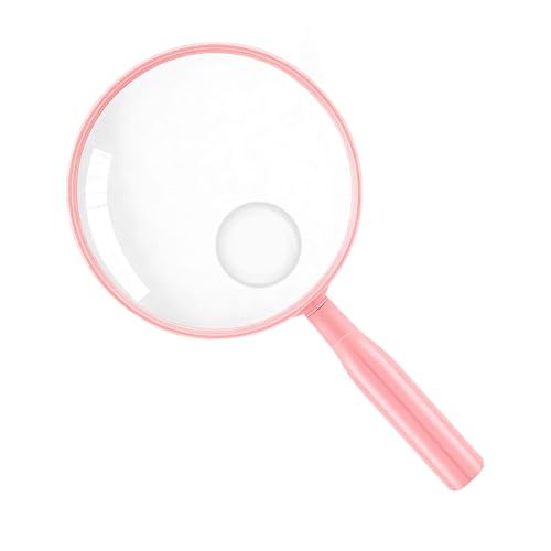 Lakei 10X Handheld Reading Magnifier Glass, Non-Slip Handle,110mm(Pink) - color: Pink, size: 110mm