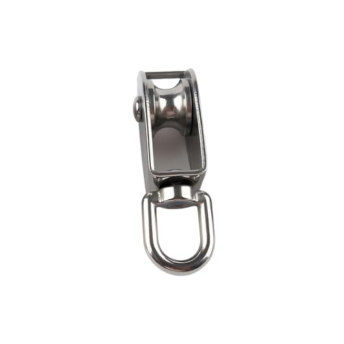 2Pcs M50 Stainless Steel Single Pulley Block Silver Wire Rope Hanging Towing Wheel Lifting Crane Swivel Pulley - size: M50-2PCS
