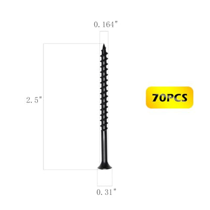 #8 x 2-1/2 Inch Drywall Screws Phillips Flat Head Black Oxide Screws 55 PCS, Wood Screws for Furniture Cabinet DIY - size: #8×2-1/2