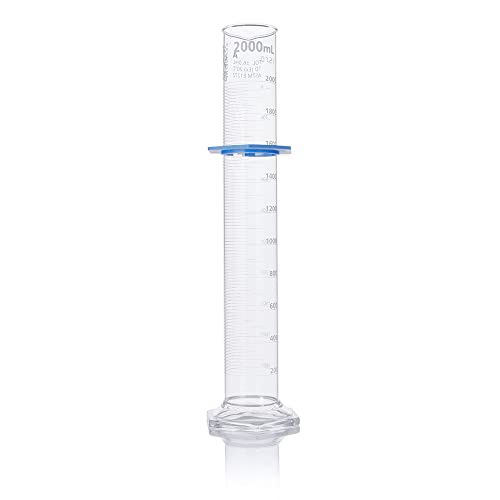 Graduated Cylinder, Globe Glass, 2000mL, Class A, to Deliver (TD), Dual Grads, 3.3 Borosilicate Glass, ASTM E1272, 1/Box - size: 2000 mL