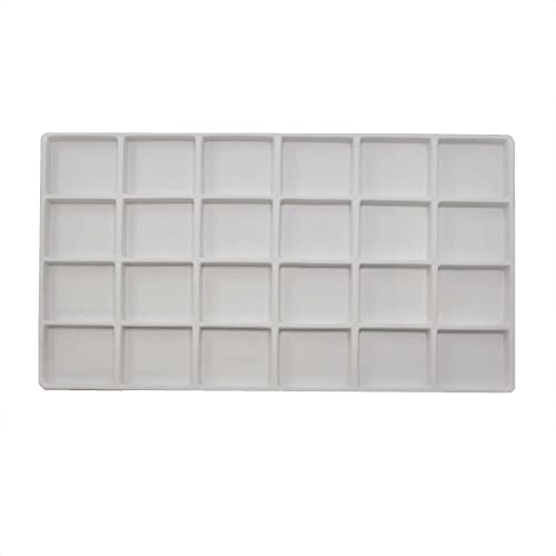 cBox CuteBox Company White Plastic Tray (14.75” x 8.25” x 1”) with 24 Compartment White Flocked Tray Insert for Jewelry Storage, Organization, Merchandise, Display - color: 1pc, size: 24 Compartment
