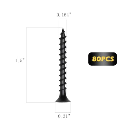 #8 x 1-1/2 Inch Drywall Screws Phillips Flat Head Black Oxide Screws 80 PCS, Wood Screws for Furniture Cabinet DIY - size: #8×1/1/2
