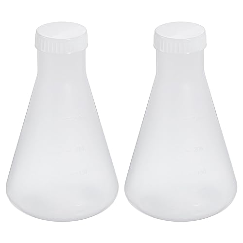 PATIKIL 250ml Plastic Erlenmeyer Flask with Screw Caps, 2 Pack Narrow Mouth Conical Flask for Laboratory, Clear - size: 250ml