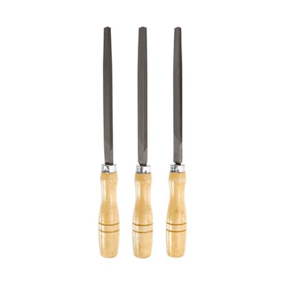 HARFINGTON 3pcs Triangle Coarse/Medium/Thin Cut File 6" Double Cut Teeth High Carbon Steel Hand Rasp File Wood Handle for Metal Wood Deburring Removing - size: 6"