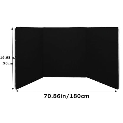 3-Panel Tabletop Display Presentation Board, 72 x 20 Foldable Trifold Poster Board with Bag,Double Sided Table top Exhibition Board, No Plastic Edging,Black Hook & Loop-Receptive Fabric