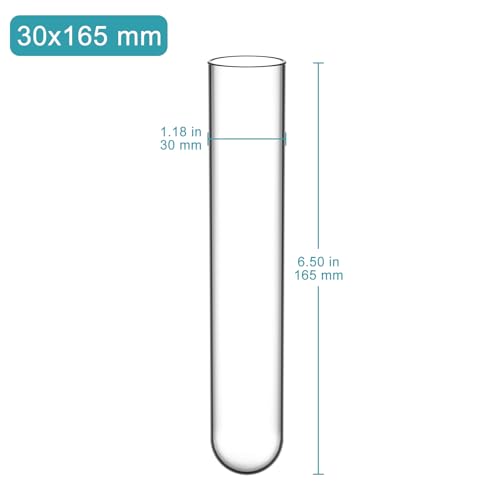 StonyLab Borosilicate Glass Round Bottom Test Tubes, 30mm OD X 165mm Length (Pack of 15) - style: 15 Pack