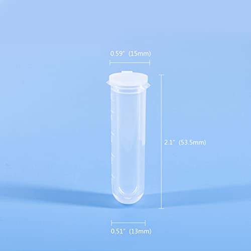 50 Pack 5ml Plastic Sample Vials, Test Tubes with lids, Vial Tube